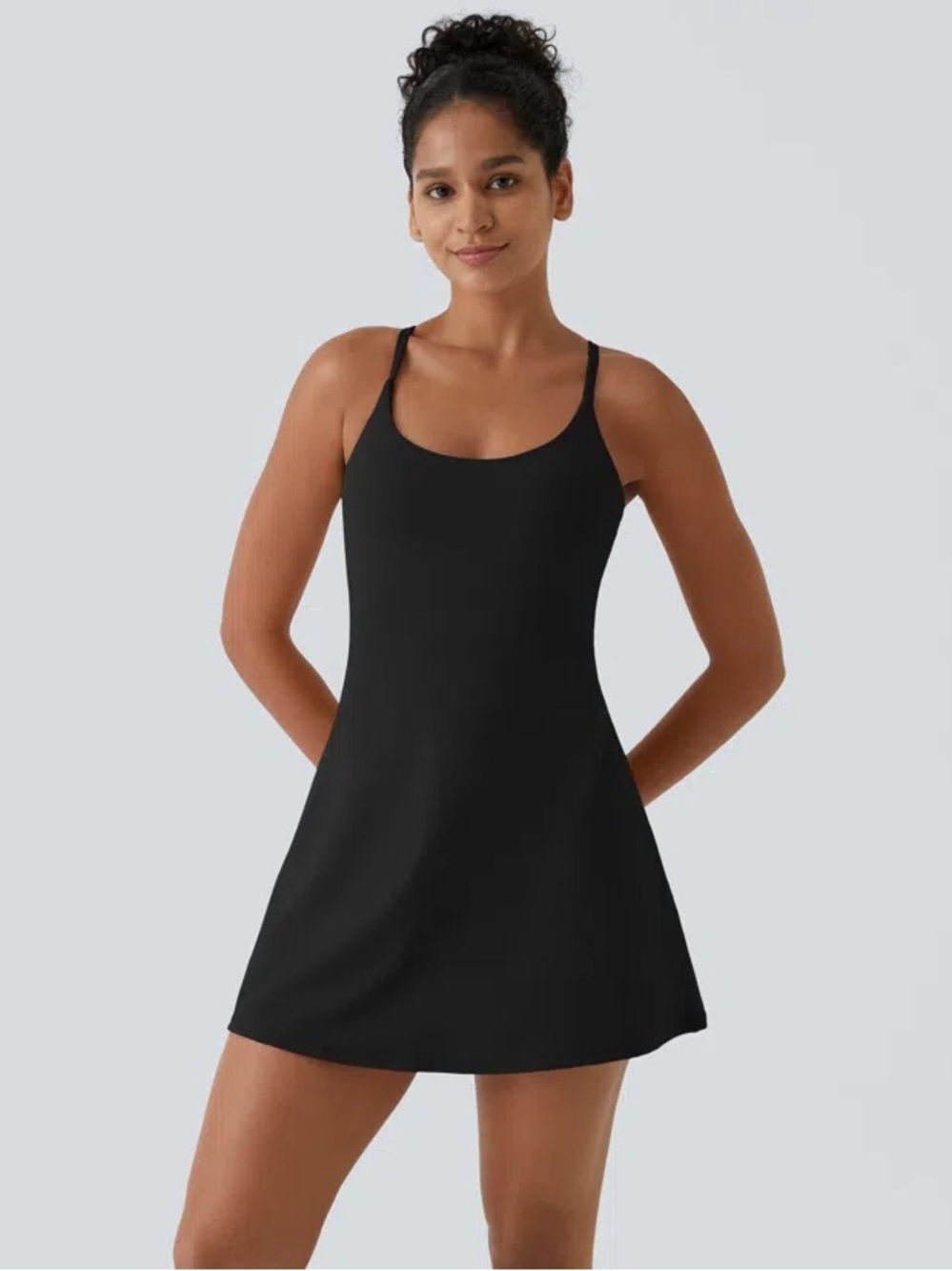Halara SoftlyZero Plush Backless Active Dress Easy Peezy Edition Black